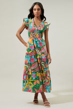 Load image into Gallery viewer, Lanai Multi Tropics Sunfire Smocked Bodice Dress