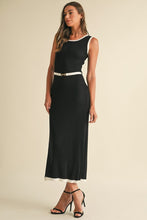 Load image into Gallery viewer, Sleeveless Contrast Sweater Knitted Midi Dress