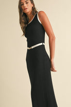 Load image into Gallery viewer, Sleeveless Contrast Sweater Knitted Midi Dress