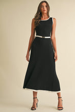Load image into Gallery viewer, Sleeveless Contrast Sweater Knitted Midi Dress