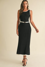 Load image into Gallery viewer, Sleeveless Contrast Sweater Knitted Midi Dress