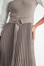 Load image into Gallery viewer, Pleated Sweater Shirt Midi Dress