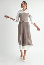 Load image into Gallery viewer, Pleated Sweater Shirt Midi Dress