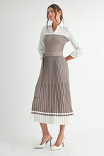 Load image into Gallery viewer, Pleated Sweater Shirt Midi Dress