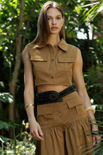 Load image into Gallery viewer, Utility Cropped Sleeveless Shirt