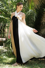 Load image into Gallery viewer, Three-Tone Pleated Backless Maxi Dress