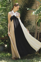 Load image into Gallery viewer, Three-Tone Pleated Backless Maxi Dress