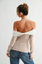 Load image into Gallery viewer, Two-Tone Off-Shoulder Knit Top