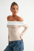 Load image into Gallery viewer, Two-Tone Off-Shoulder Knit Top
