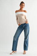 Load image into Gallery viewer, Two-Tone Off-Shoulder Knit Top