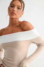 Load image into Gallery viewer, Two-Tone Off-Shoulder Knit Top
