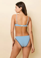 Load image into Gallery viewer, Juliette Seersucker Bikini Top French Blue / Brule Mini Stripe