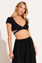 Load image into Gallery viewer, Aura Wrap Crop Top - Black EcoRib