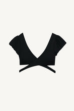 Load image into Gallery viewer, Aura Wrap Crop Top - Black EcoRib
