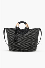 Load image into Gallery viewer, Midnight Lurex Wicker Handle Tote