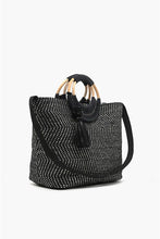 Load image into Gallery viewer, Midnight Lurex Wicker Handle Tote