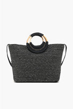 Load image into Gallery viewer, Midnight Lurex Wicker Handle Tote