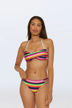 Load image into Gallery viewer, Twist Bandeau Swim Top - Splash Stripe