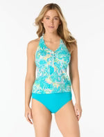 Load image into Gallery viewer, Beach House Nina Ruffled Trim Textured Tankini Top