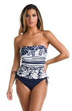Load image into Gallery viewer, La Blanca Beach Bungalow Cinch Side Bandeau Tankini Top