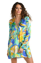 Load image into Gallery viewer, La Blanca Sun In Sicily Lace Up V-Neck Tunic Cover Up