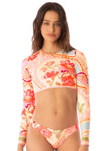 Load image into Gallery viewer, Floral Groove Spectacle Long Sleeve Crop Top Bikini Top