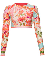Load image into Gallery viewer, Floral Groove Spectacle Long Sleeve Crop Top Bikini Top