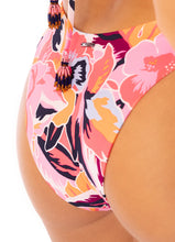 Load image into Gallery viewer, Coral Leafy Splendour Regular Rise Thin Side Bikini Bottom