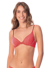 Load image into Gallery viewer, Red Camelia Dainty Unmolded Underwire Bikini Top