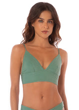 Load image into Gallery viewer, Shamrock Green Mirage Triangle Long Line Bikini Top