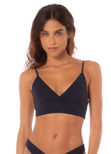 Load image into Gallery viewer, Blue Deep Criss Cross Triangle Long Line Bikini Top