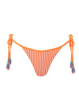 Load image into Gallery viewer, Neon Orange Tulum Mid Rise Tie Side Bikini Bottom