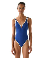Load image into Gallery viewer, Kate Spade Bandeau V-Wire One Piece One Piece Swimsuit - Mini Chevron Texture