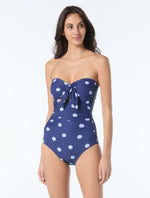 Load image into Gallery viewer, Kate spade new york Bandeau Tie Front One Piece Swimsuit - Downtown Dot