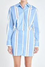 Load image into Gallery viewer, Stripe Power Shoulder Mini Dress