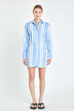 Load image into Gallery viewer, Stripe Power Shoulder Mini Dress