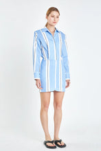 Load image into Gallery viewer, Stripe Power Shoulder Mini Dress