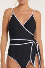 Load image into Gallery viewer, Amelia V-Neck One Piece Black/White