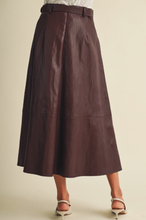 Load image into Gallery viewer, Coated Knit A-Line Midi Skirt