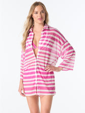Load image into Gallery viewer, Coco Reef Divinity Button Up Cover Up Shirt- Cabana Stripe