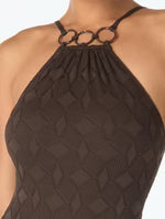 Load image into Gallery viewer, Vince Camuto High Neck Textured One Piece Swimsuit