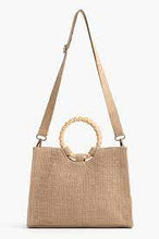 Load image into Gallery viewer, America & Beyond Floral Beaded Jute Handbag