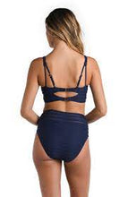 Load image into Gallery viewer, La Blanca Fluid Lines High-Neck Midline Top w/Mesh Details