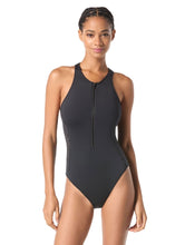 Load image into Gallery viewer, Michael Kors Zip Front One Piece Swimsuit- Laser Cut Scuba