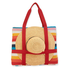 Load image into Gallery viewer, Sun N Sand Sunny Day Artistic Shoulder Tote with Built-in Hat Carrier