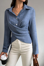 Load image into Gallery viewer, Solid Cross Button Down Fit Long Sleeves Blouse
