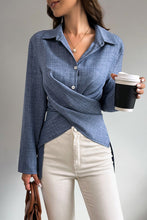 Load image into Gallery viewer, Solid Cross Button Down Fit Long Sleeves Blouse
