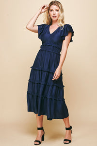 V-Neck Tiered Maxi Dress