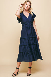 V-Neck Tiered Maxi Dress