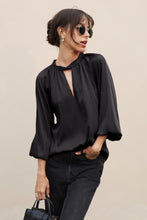 Load image into Gallery viewer, Washed Poly Silk Twisted Neck Long Sleeve Top
